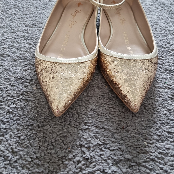 Gold glitter party flats Shoes of Prey with Megan Hess size 5.5 - Picture 6 of 6